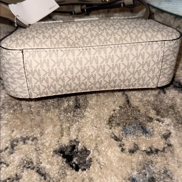 Michael Kors White and Taupe Monogram Crossbody Belt Bag - Picture 5 of 10